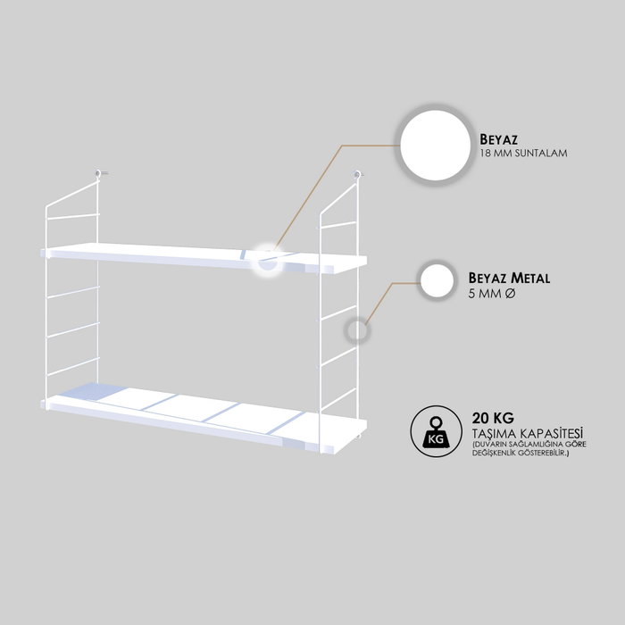 Hanah Home Armoni 2'li - Shiny White